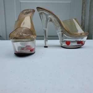 Ellie Clear Platform Sandal w/floating hearts